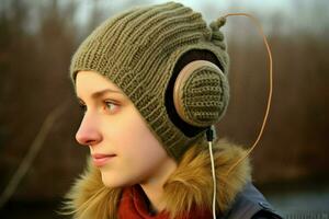 un gorro con auriculares incorporado foto