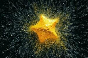 un brillante amarillo estrella domina el Cielos foto