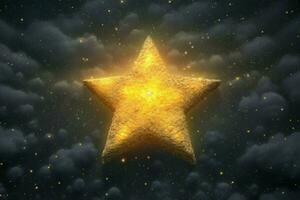 un brillante amarillo estrella domina el Cielos foto