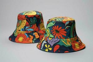 A bucket hat with a reversible design photo