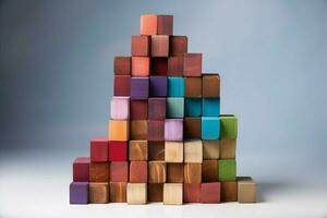 A colorful stack of wooden blocks photo