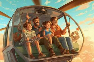 A dad and his family taking a helicopter ride photo