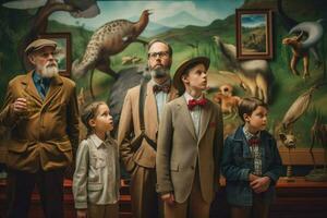 A dad and his family visiting a museum photo