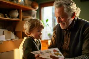 A dad receiving a handmade card from his child photo