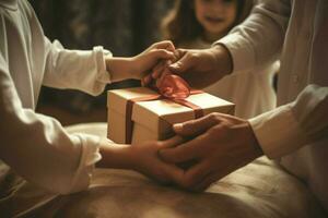 A dad receiving a special Fathers Day gift photo