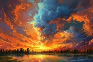 A dazzling display of colors that fills the sky photo