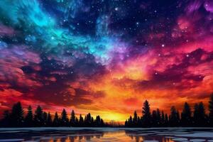 A dazzling display of colors that fills the sky photo