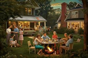 A family cookout in the backyard photo