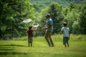 A family game of frisbee on Fathers Day photo