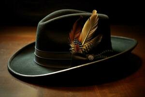 un fedora con un pluma acento foto