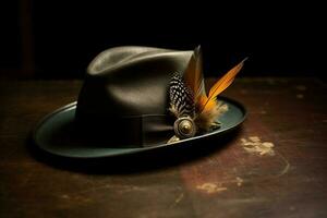 un fedora con un pluma acento foto