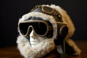 A fur-lined aviator hat photo