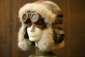 A fur-lined aviator hat photo