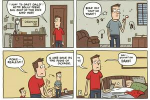 A graphic comic strip celebrating Dad photo