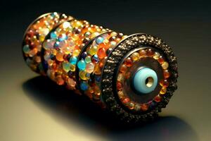 A kaleidoscope with colorful beads photo