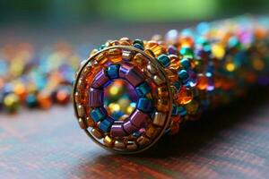 A kaleidoscope with colorful beads photo