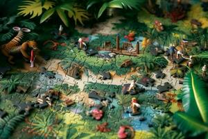 A jigsaw puzzle depicting a jungle scene photo