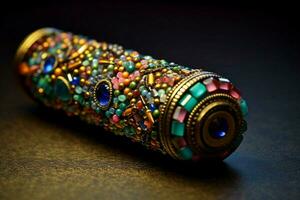 A kaleidoscope with colorful beads photo