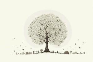 un minimalista dibujo de un familia árbol foto