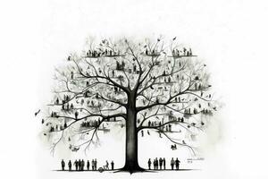 un minimalista dibujo de un familia árbol foto