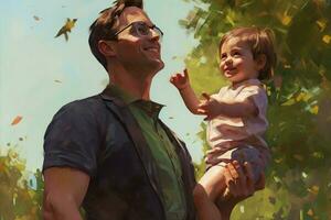 A portrait of a father and child at play photo