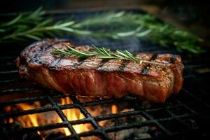 A prime cut of filet mignon wrapped in a strip of s photo