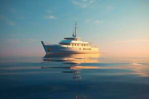 A private yacht bobbing in the calm water photo