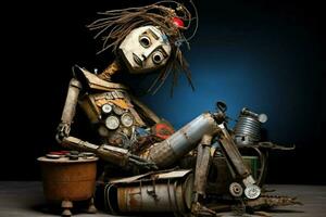 A sculpture made from found objects that have senti photo