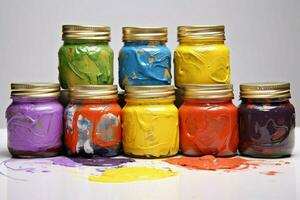 A set of finger paints for messy fun photo