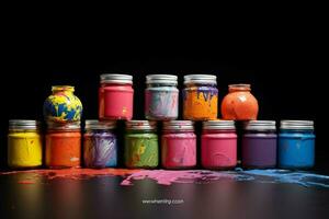 A set of finger paints for messy fun photo