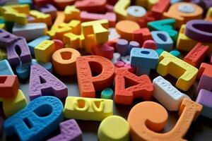 A set of foam letters for spelling and reading photo