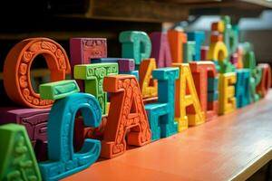A set of foam letters for spelling and reading photo