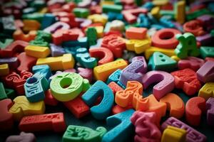 A set of foam letters for spelling and reading photo