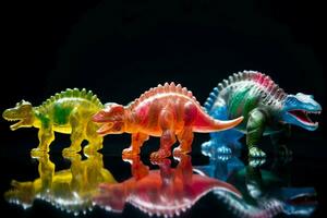 un conjunto de el plastico dinosaurios foto