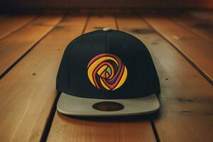 un snapback sombrero con un retro logo foto