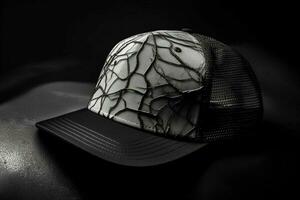 A trucker hat with a mesh back photo