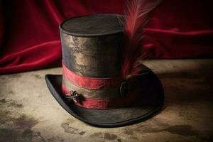 A vintage top hat with a satin band photo
