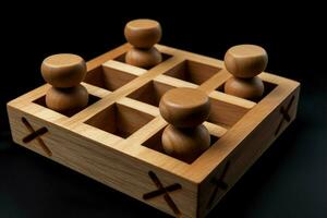 A wooden tic-tac-toe game photo