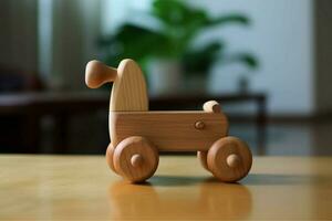 A wooden push toy for toddlers photo