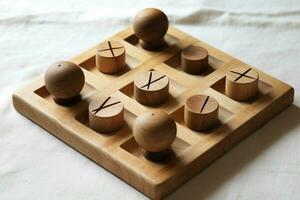 A wooden tic-tac-toe game photo