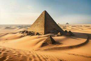 An ancient pyramid in the desert photo