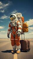 Astronauts travel with luggage. Generative AI photo