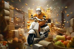 Capture the excitement and energy of food delivery photo