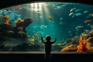 Children enjoying a day at the aquarium photo