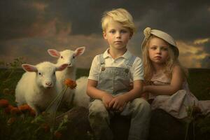 Children enjoying a day at the farm photo