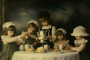 Children having a tea party photo