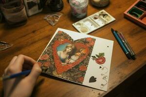 Creating a homemade card for a loved one photo