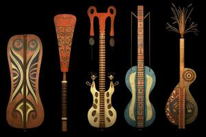 Designs representing African musical instruments photo