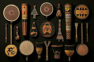 diseños representando africano musical instrumentos foto