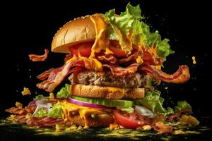 Exploded axonometric view of a burger meat patty cr photo